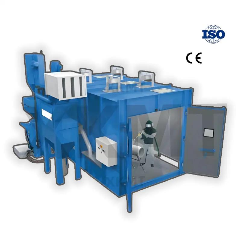 Customized  Automatic Sandblasting Booth Used for Surface Rust Removal of Large Workpieces Shot Blasting Room