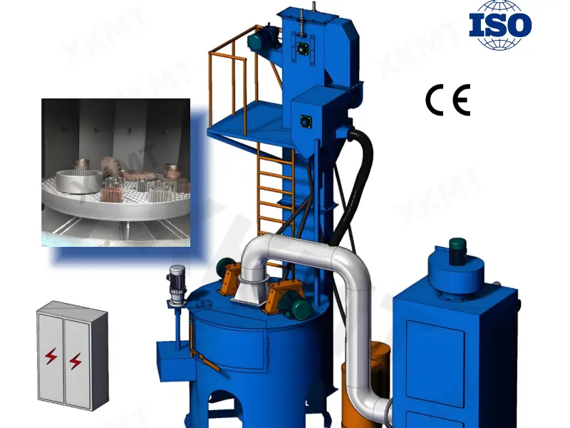 QingDao Xinke Q36 Series With a Aotating Alloy Wheel Turn Table /Double Table Turntable Rotary Shot Blasting Machine