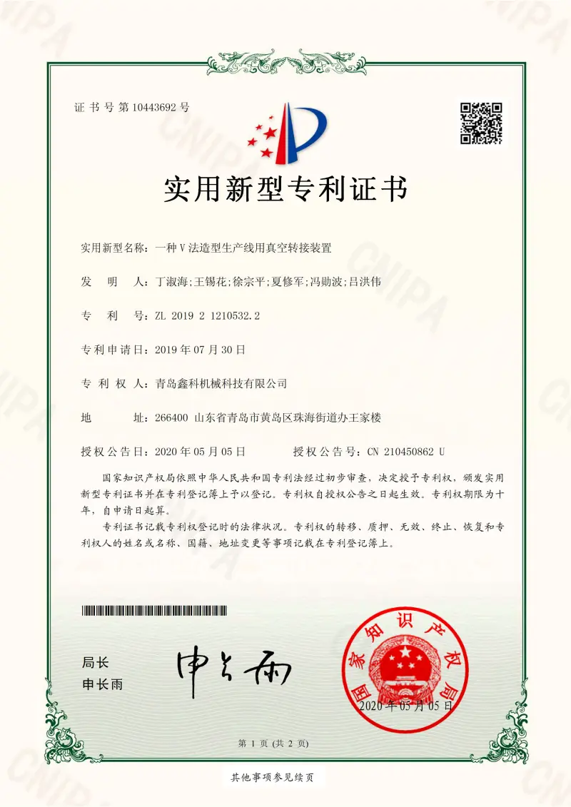 Patent certificate2019 (2)21q