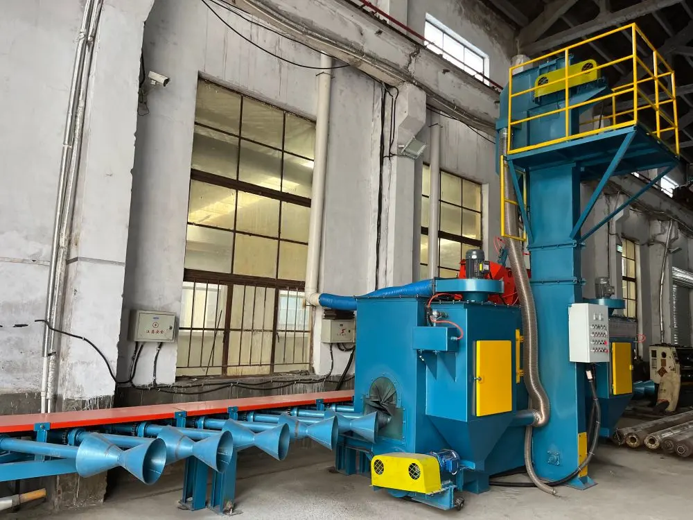 Steel Pipe shot blasting machine  Pipe shot blaster  Pipes Auto Blasting Machine for Pipe External (14)wct